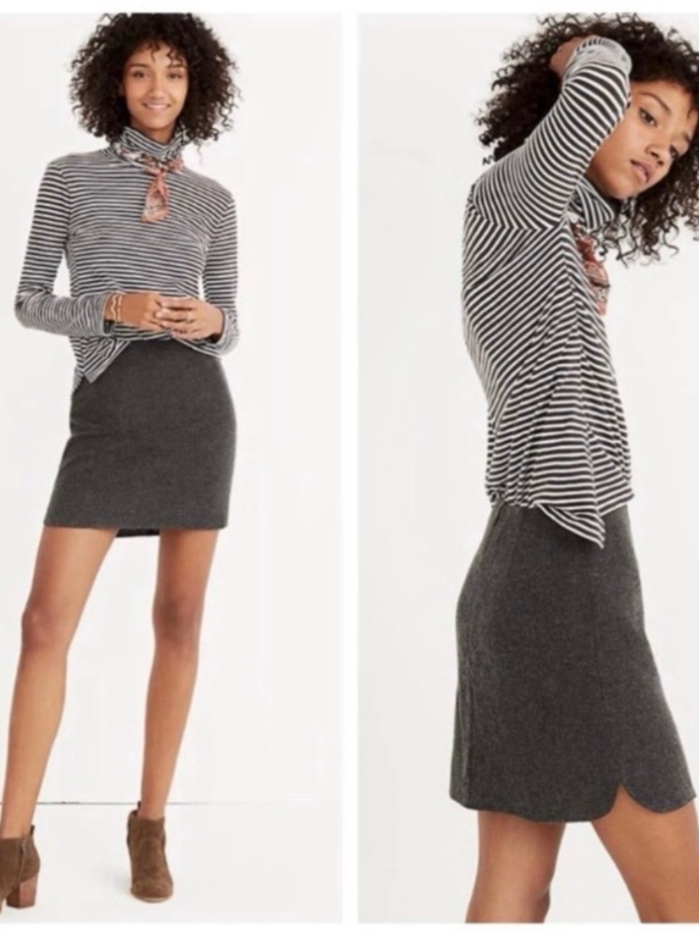 NWOT Madewell Charcoal Wool Mini Skirt - Size 8